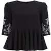 Needle Thread Blusenshirt mit floralen Zierstein-Applikationen